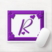 Lila Herz-Monogramm R Mousepad (Mit Mouse)