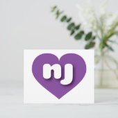 Lila Herz New Jersey - I Liebe nj Postkarte (Stehend Vorderseite)