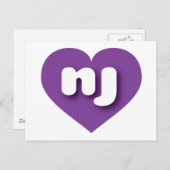 Lila Herz New Jersey - I Liebe nj Postkarte (Vorne/Hinten)