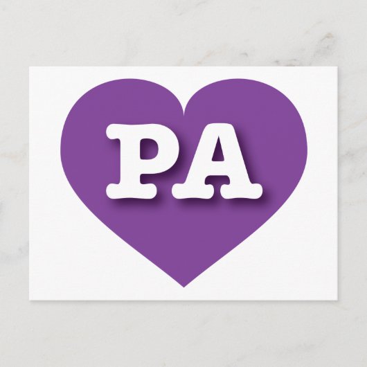 Lila Herz Pennsylvania - I Liebe PA Postkarte (Vorderseite)
