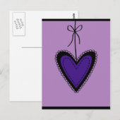 lila Herz Postkarte (Vorne/Hinten)