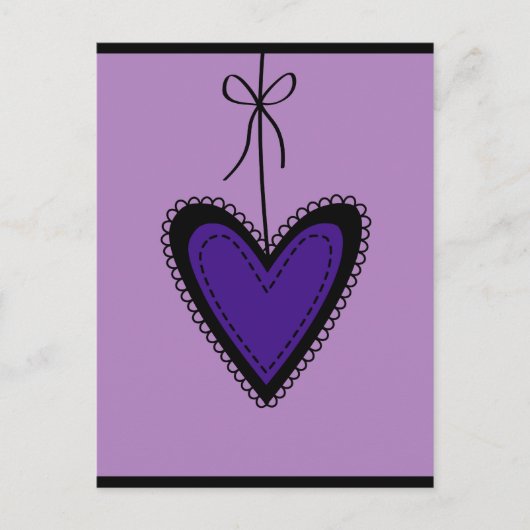 lila Herz Postkarte (Vorderseite)
