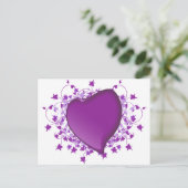 Lila Herz Postkarte (Stehend Vorderseite)