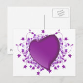 Lila Herz Postkarte (Vorne/Hinten)