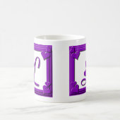 Lila Herz-Rahmen-Monogramm-Buchstabe L Kaffeetasse (Mittel)