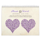 Lila Herz-Rosen, die Gast-Zeichen-Buch Wedding Kalender (Titelbild)