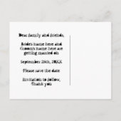 Lila Herz Save the Date Hochzeit Ankündigungspostkarte (Rückseite)