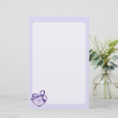 Lila Herz und Band Briefpapier (Stehend Vorderseite)