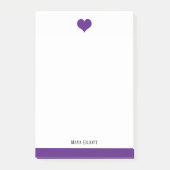 Lila Herz und Grenze, Name Post-it Klebezettel (Vorderseite)