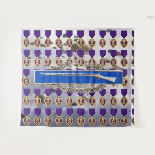 LILA HERZ-und KAMPF-INFANTERIST-ABZEICHEN Wandteppich (Vorderseite (Horizontal))