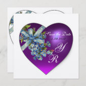 LILA HERZ VERGESSEN SIE MIR NICHT MONOGRAM Silberm Einladung (Vorne/Hinten)