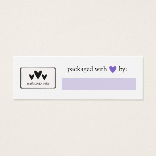 Lila Herz verpackt mit Logo für die Liebe (Vorderseite)