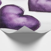 Lila Herz Wasserfarben Digitale Kunst Geschenkpapier (Ecke)
