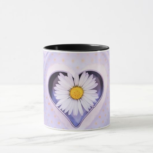 Lila Herz & White Daisy Blume - Elegante Blumen Tasse (Zentrum)