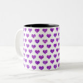Lila Herz Zweifarbige Tasse (Vorderseite Links)