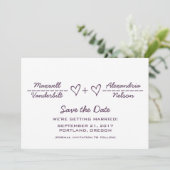 Lila Herzäquation Save the Date einladen (Stehend Vorderseite)