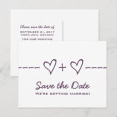 Lila Herzäquation Save the Date Postkarte (Vorne/Hinten)