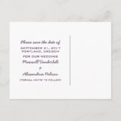Lila Herzäquation Save the Date Postkarte (Rückseite)
