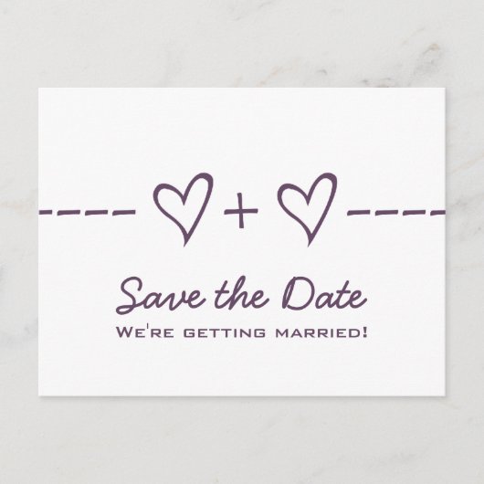 Lila Herzäquation Save the Date Postkarte (Vorderseite)