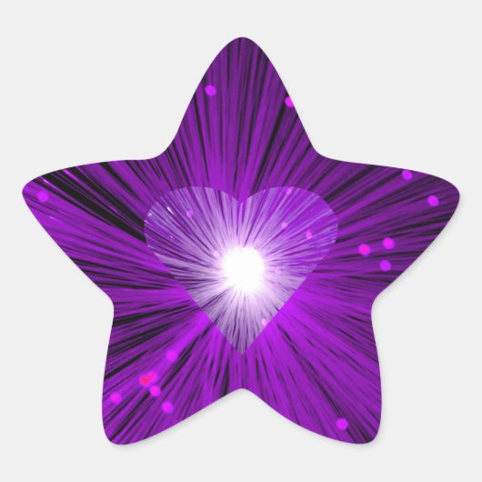 Lila Herzaufkleber Stern-Aufkleber (Vorderseite)