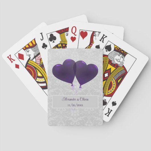 Lila Herzballons Spielkarten (Rückseite)