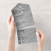 Lila Herzbaum in einer Hochzeitsreise All In One Einladung (Abreißen)