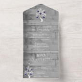 Lila Herzbaum in einer Hochzeitsreise All In One Einladung (Innen Boden)