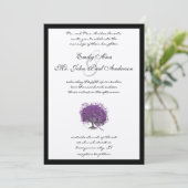 Lila Herzblatt Tree Black Border Wedite Einladung (Stehend Vorderseite)