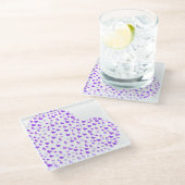 Lila Herzcluster Glasuntersetzer (Schrägansicht)