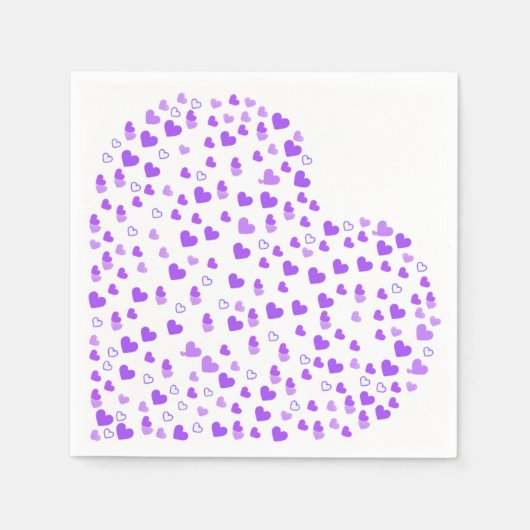 Lila Herzcluster Serviette (Vorderseite)