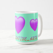 Lila Herzdesign "Ratti_Creative_Arts" Kaffeetasse (VorderseiteRechts)