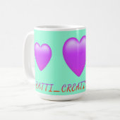 Lila Herzdesign "Ratti_Creative_Arts" Kaffeetasse (Vorderseite Links)