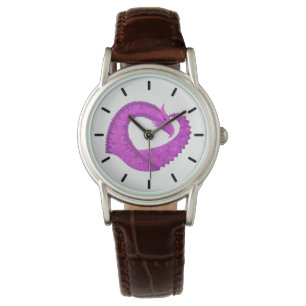 Lila Herzdrache in Weiß Armbanduhr