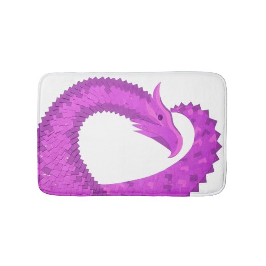 Lila Herzdrache in Weiß Badematte (Vorderseite)