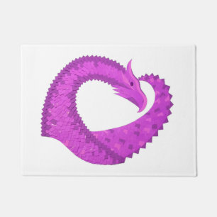 Lila Herzdrache in Weiß Fußmatte
