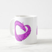 Lila Herzdrache in Weiß Kaffeetasse (Vorderseite Links)