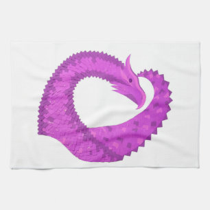 Lila Herzdrache in Weiß Küchentuch