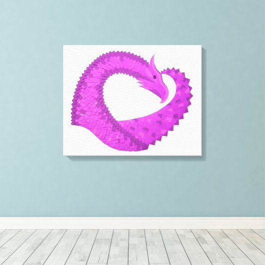 Lila Herzdrache in Weiß Leinwanddruck (Insitu (Holzboden))