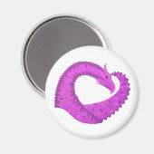 Lila Herzdrache in Weiß Magnet (Vorderseite/Rückseite)