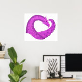 Lila Herzdrache in Weiß Poster (Heimbüro)