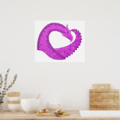 Lila Herzdrache in Weiß Poster (Küche)