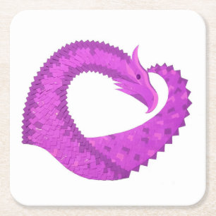 Lila Herzdrache in Weiß Rechteckiger Pappuntersetzer