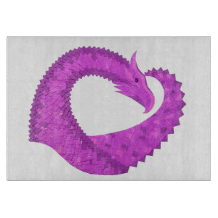 Lila Herzdrache in Weiß Schneidebrett