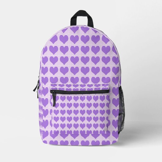 Lila Herzen Bedruckter Rucksack (Vorderseite)