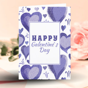 Lila Herzen Frohen Galentine-Tag Feiertagskarte