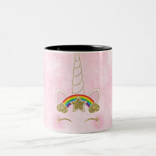 Lila Herzen Gold Regenbogen Stern Einhorn Horn Ges Zweifarbige Tasse