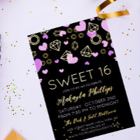 Lila Herzen & Goldene Edelsteine Sweet 16