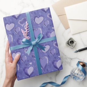 Lila Herzen Musterzeichnung Geschenkpapier