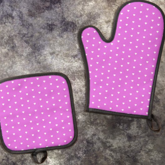 Lila Herzen Ofenhandschuh & Topflappen-Set