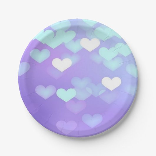 Lila Herzen Pappteller (Vorderseite)